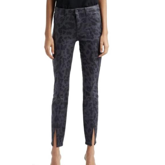 NEW L'AGENCE jyothi coated denim in black tone leopard coated - Picture 1 of 3